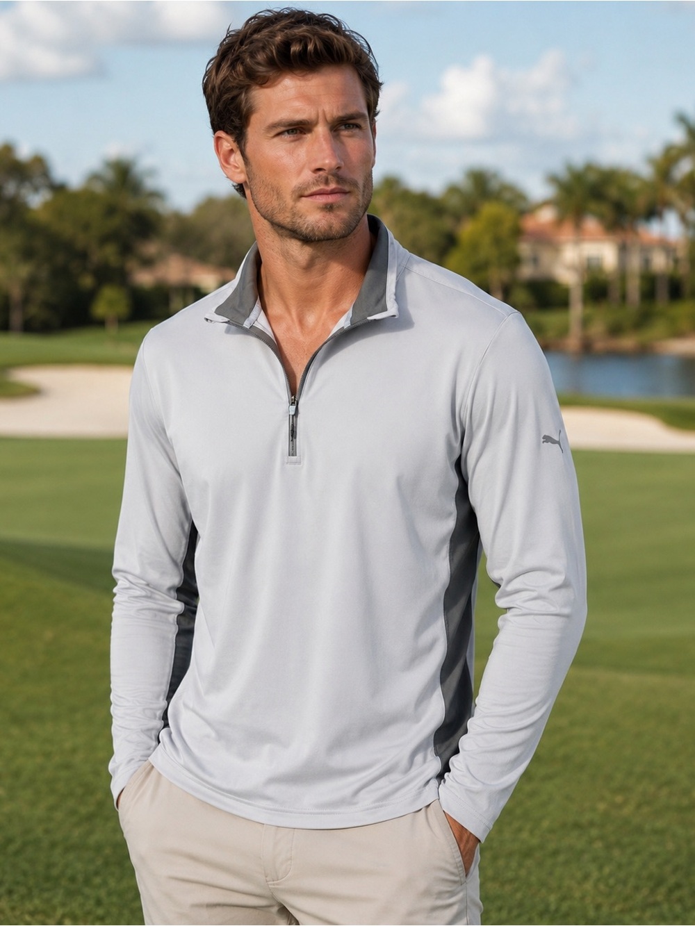 PUMA Golf Gamer 1/4 Zip Pullover Gray Men’s S NWT